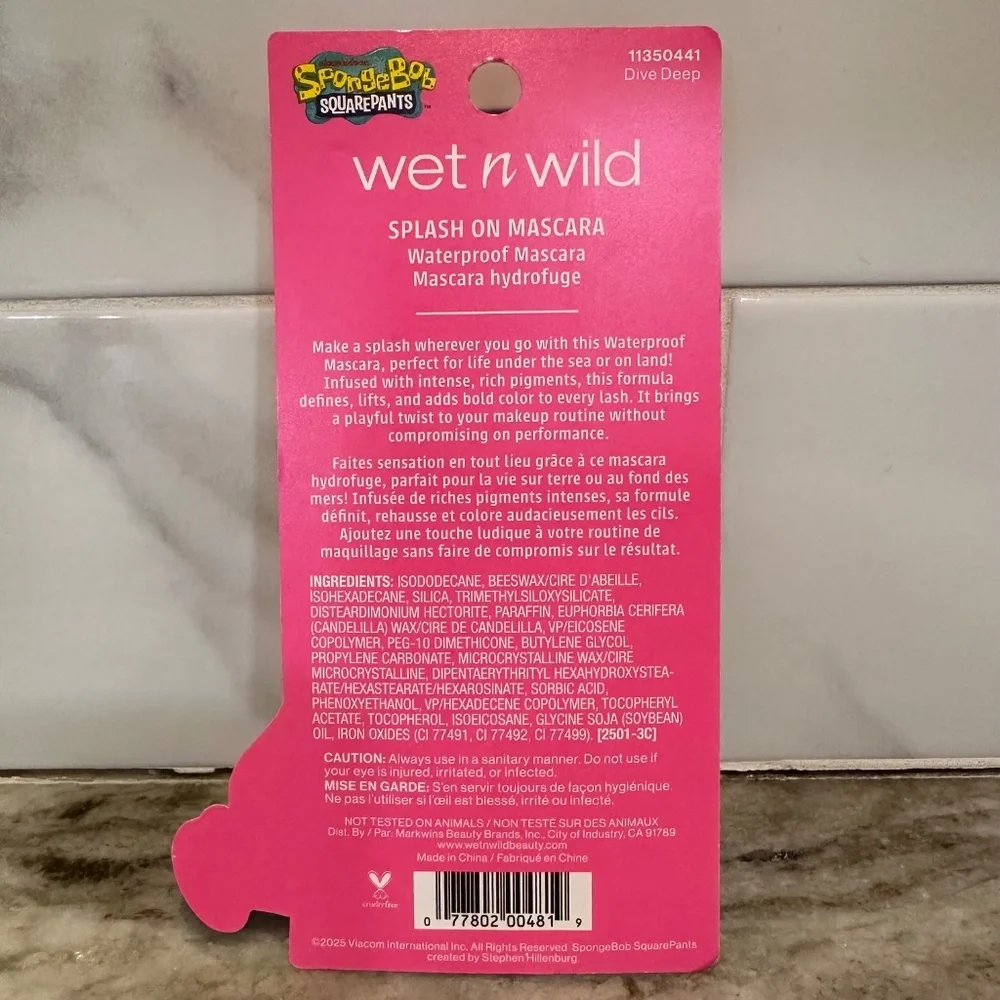 3pc Wet N Wild SpongeBob Splash On WATERPROOF MASCARA - Black Blue Yellow SEALED